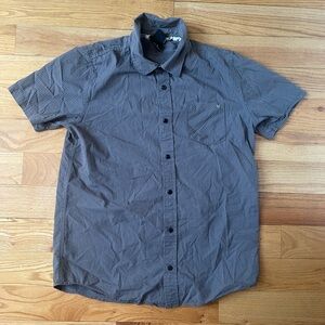 Shawn White grey white striped button up short sleeve